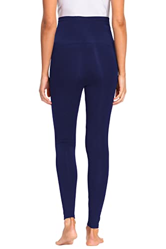 JMITHA Leggings para Premamá Largos, Algodón Super Cómodas Polainas de Maternidad Ropa Deporte Embarazo Pantalones Mujer Elástico Opaco Cintura Alta Polainas Maternidad Delgada (Azul, S)