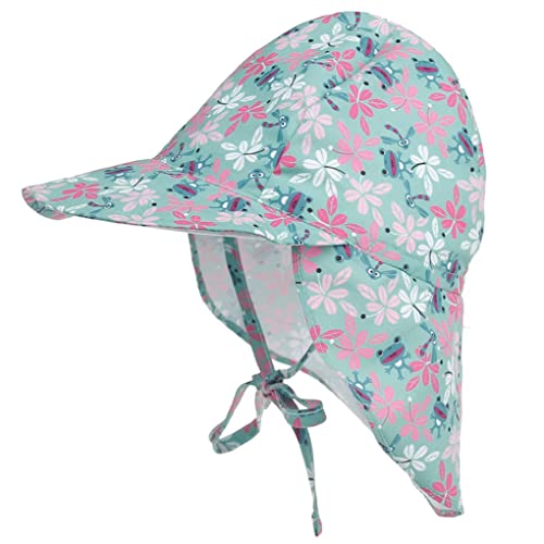 Joligiao Sombrero para Niños Flapper Sombrero de Sol Anti-UV Gorro Verano con Cubrenuca para Bebé Unisex Sombrero de Playa de protección Ajustable Gorro Verano Gorrito para Playa(Dorado,S)