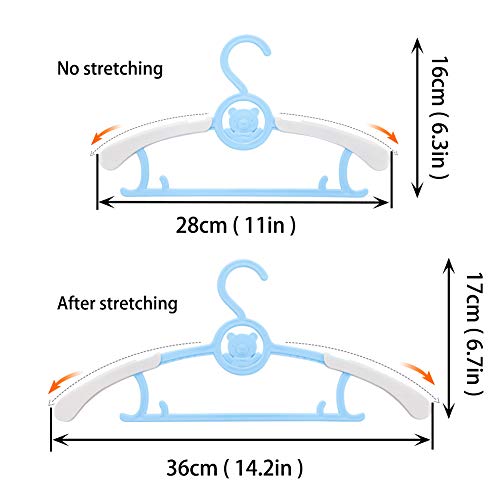 JSF - Perchas de bebé, Gruesas y Ajustables, Antideslizantes, Juego de 20 Perchas Apilables con Soporte para Pantalones, Ganchos de plástico para bebés, ahorran Espacio (4 Colores)