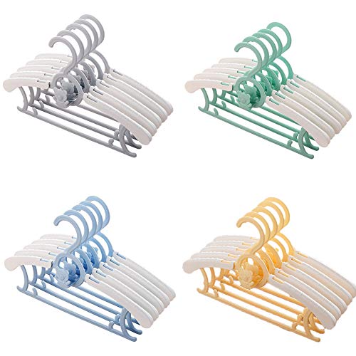 JSF - Perchas de bebé, Gruesas y Ajustables, Antideslizantes, Juego de 20 Perchas Apilables con Soporte para Pantalones, Ganchos de plástico para bebés, ahorran Espacio (4 Colores)