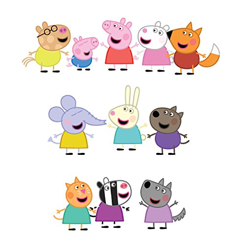 Juego de pegatinas de pared de Peppa Pig's Friends | Producto oficial de Peppa Pig, vinilo, Large