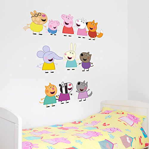 Juego de pegatinas de pared de Peppa Pig's Friends | Producto oficial de Peppa Pig, vinilo, Large