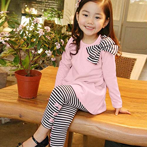 K-youth Ropa Niña Ropa para Bebe Niña de 1 a 6 años Invierno Ropa de Niña a la Moda Barata 2018 Blusas Bowknot Camiseta de Manga Larga Conjunto Niña Pantalon y Top Otoño Fiesta(Rosa, 5-6 años)