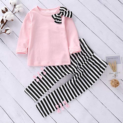 K-youth Ropa Niña Ropa para Bebe Niña de 1 a 6 años Invierno Ropa de Niña a la Moda Barata 2018 Blusas Bowknot Camiseta de Manga Larga Conjunto Niña Pantalon y Top Otoño Fiesta(Rosa, 5-6 años)