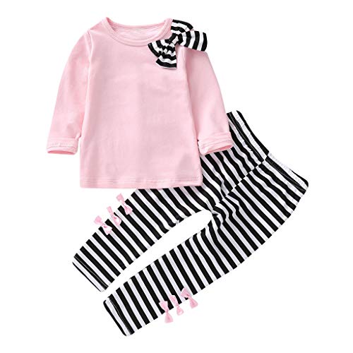 K-youth Ropa Niña Ropa para Bebe Niña de 1 a 6 años Invierno Ropa de Niña a la Moda Barata 2018 Blusas Bowknot Camiseta de Manga Larga Conjunto Niña Pantalon y Top Otoño Fiesta(Rosa, 5-6 años)