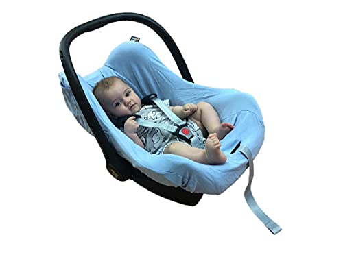 Kaarsgaren Funda de verano para capazo, funda de asiento de coche de algodón orgánico, talla 0+ para Maxi-Cosi CabrioFix modelo antiguo (algodón orgánico azul, 0+)