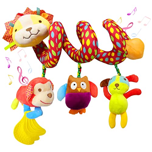 Kaimeilai Juguetes de Peluche para Actividades en Espiral para Bebés, Juguetes para el Asiento del Coche para Bebés, Espiral de Actividades para la Cama del Cochecito Portabebés