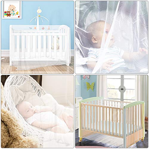 KBNIAN Mosquitera para Cuna Mosquitera para Bebé 135x60cm Mosquitera Cuna de Viaje Portátil Mosquitero para Cuna Colecho Mosquitera de Cama de Bebe para Prevenir mosquitos e insectos - Blanca