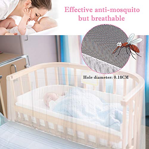 KBNIAN Mosquitera para Cuna Mosquitera para Bebé 135x60cm Mosquitera Cuna de Viaje Portátil Mosquitero para Cuna Colecho Mosquitera de Cama de Bebe para Prevenir mosquitos e insectos - Blanca