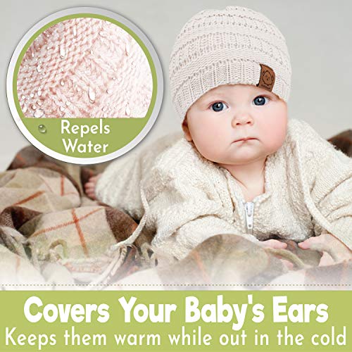 keababies Gorro De Invierno para Bebé, Paquete De 3 Manoplas De Gorro De Punto Suave para Niños, Niñas, Gorro De Invierno para Bebés Y Niñas, Gorro De Invierno para Bebés, De 3-36 Meses (Sweet Pea)