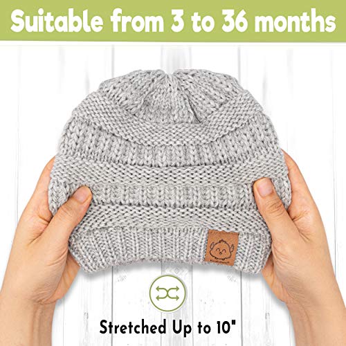 keababies Gorro De Invierno para Bebé, Paquete De 3 Manoplas De Gorro De Punto Suave para Niños, Niñas, Gorro De Invierno para Bebés Y Niñas, Gorro De Invierno para Bebés, De 3-36 Meses (Sweet Pea)