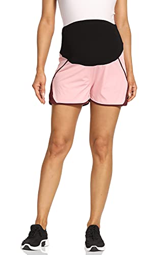 Kegiani Pantalones cortos de maternidad para mujer, cómodos, cortos y de secado rápido, pantalones cortos de deporte, para correr, fitness, entrenamiento para verano, 01 Rosa, M