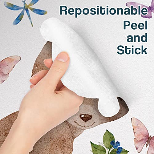 kina R00510 Pegatina Pared Suave Efecto Tejido Reposicionable Animales Nave Espacial Decoración Pared Niño Bebé Habitación Infantil Papel Pintado Adhesivo