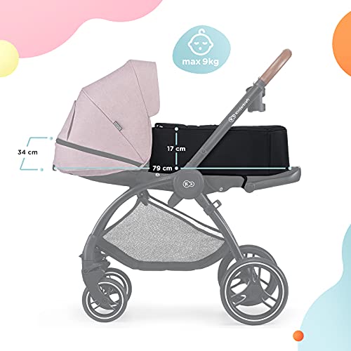 Kinderkraft Carrito Bebé 2 Piezas EVOLUTION COOCON, Silla de Paseo, Capazo, Impermeable con filtro UPF50+, Rosa