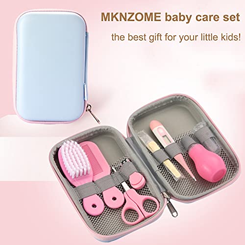 Kit Bebe Recien Nacido Higiene, MKNZOME 8 piezas Kit de Aseo para Bebés con Estuche de Transporte Set Cuidado Bebe Regalo para bebés recién nacidos niños pequeños cuidado de la salud y aseo