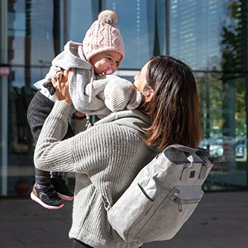 Kiwisac - Mochila Maternal Tyve Gris + Cambiador de Viaje | Bolsa Maternidad | Bolso Silla de Paseo