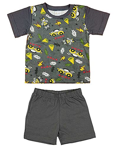 Kleines Kleid Conjunto de verano de 2 piezas con pantalón y polo de manga corta con coches de Batman, Modelo 1, 5 años