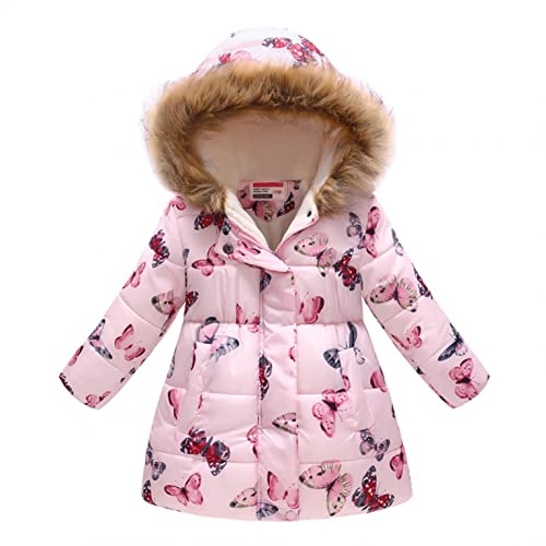 Kushuang Chaqueta de plumón para bebé, Chaqueta de Invierno para niña, Chaqueta de Punto con Capucha, Ropa Infantil, Abrigo Grueso de Forro Polar, Capucha cálida, 2-11 años