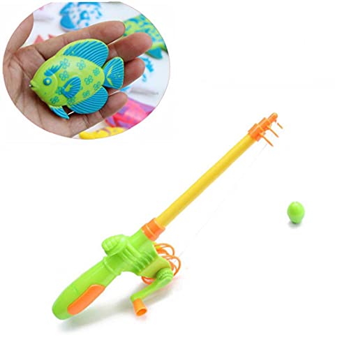 LAANCOO 7PCS Divertido y Lindo de Pesca del baño Juguetes magnéticos Pesca Juego de los Juguetes Conjunto Mesa Agua de la bañera para niños de plástico Que Flota Pescado