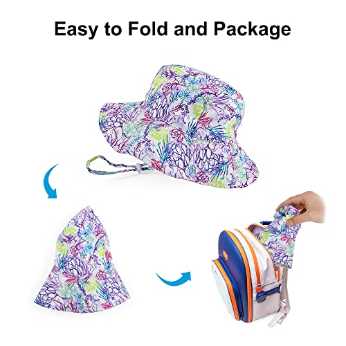 LACOFIA Sombrero de Sol para bebé niña Ajustable Gorro Verano de Pescador para niñas ala Ancha para Exteriores/natación/Playa/Piscina 3-7 años