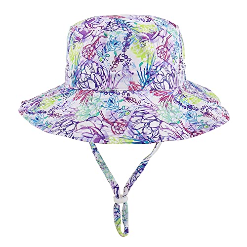 LACOFIA Sombrero de Sol para bebé niña Ajustable Gorro Verano de Pescador para niñas ala Ancha para Exteriores/natación/Playa/Piscina 3-7 años