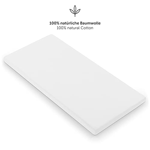 Laleni Juego de 2 Sábanas bajeras Ajustable para Cuna - 100% algodón, Sábana Bajera Ajustable y Transpirable, Blanco, 60 x 120 x 15