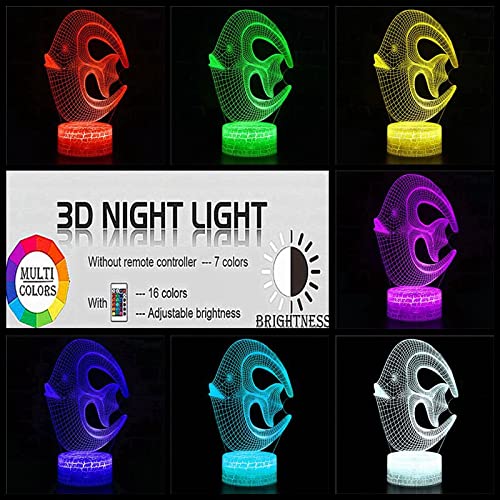 Lampada da illusione 3D Lampada da notte a led Animali marini Pesci ornamentali Colorato Cambia colore Cielo stellato Pesce Modello Giocattolo Bambini Gi Boy Girl Natale Regalo di compleanno