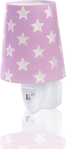 Lámpara Infantil Luz Nocturna Quitamiedos Estrellas Enchufe Led Malva