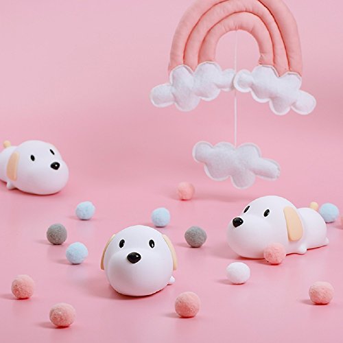 LED Doggy Night Light, Bysameyee Puppy Soft Silicone Baby Nursery Lamp, Sensitive Tap Control Temporización Sleep para Niños Toddler Women Bedroom