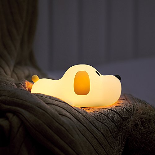 LED Doggy Night Light, Bysameyee Puppy Soft Silicone Baby Nursery Lamp, Sensitive Tap Control Temporización Sleep para Niños Toddler Women Bedroom