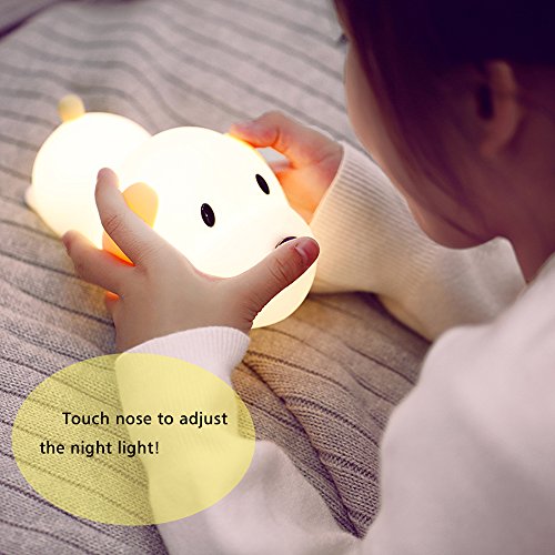 LED Doggy Night Light, Bysameyee Puppy Soft Silicone Baby Nursery Lamp, Sensitive Tap Control Temporización Sleep para Niños Toddler Women Bedroom