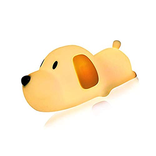 LED Doggy Night Light, Bysameyee Puppy Soft Silicone Baby Nursery Lamp, Sensitive Tap Control Temporización Sleep para Niños Toddler Women Bedroom