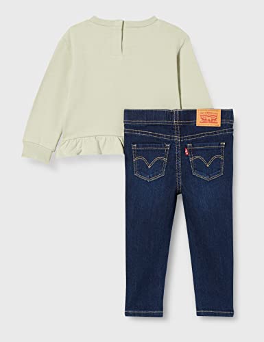 Levi's kids LVG Ruffle Top Denim Set 1ED599 Juego de Pantalones, Salvia del Desierto, 24 Meses para Bebés