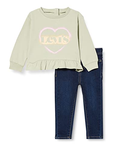 Levi's kids LVG Ruffle Top Denim Set 1ED599 Juego de Pantalones, Salvia del Desierto, 24 Meses para Bebés