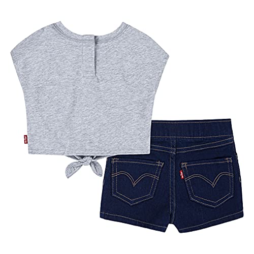 Levi's Kids TIE FRONT TEE et DENIM SHORT SET C699 Pantalones cortos de vestir Light Gray Heather para Bebé-Niñas