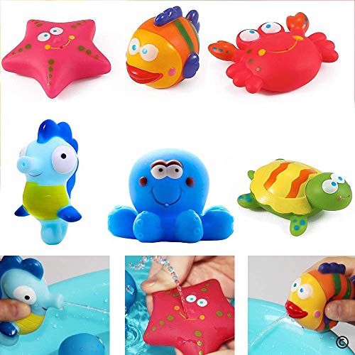 LHKJ Animales flotantes para el baño para niños bebés - Peces, Estrellas de mar, Caballos de mar (6 Piezas)