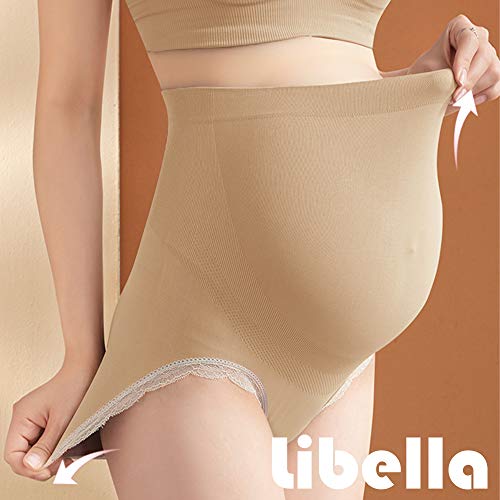 Libella Paquete de 1 Mujer Calzoncillos de Maternidad Bragas para Embarazadas Sin Costura Pregnant Underwear Pre-mamá Cintura Alta Apoyo el Vientre 3614 Beis XL