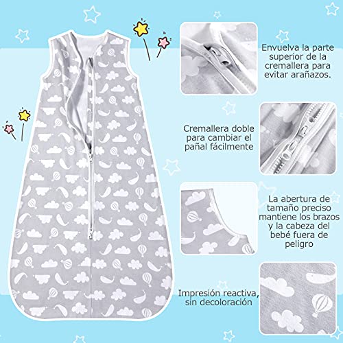 Lictin Saco de Dormir Bebés -0.5TOG Saco de Dormir Bebé Verano Saco de Dormir Bebé de Algodón Ajustable Unisex para Bebé de 18-36 Meses de 83-99 cm