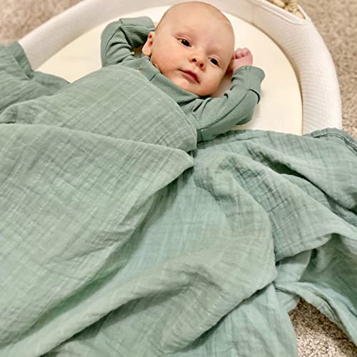 LifeTree Pack de 2 Bebé Muselina Swaddle Manta, 100% Orgánico Algodón Muselinas Mantitas para Bebes, Mantas Envolventes 120x120 cm