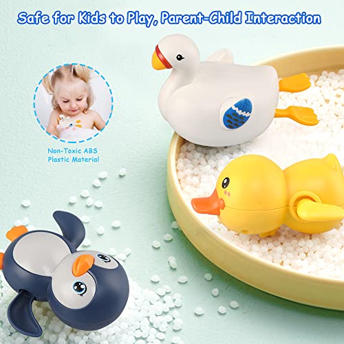 LinStyle Juguetes Baño Bebe, Juguetes Bañera, 4 Piezas Juguetes de Natación del Flotante, Relojería Pato Cisne Pinguinos Juguetes Piscina Regalos para Bebé Niños