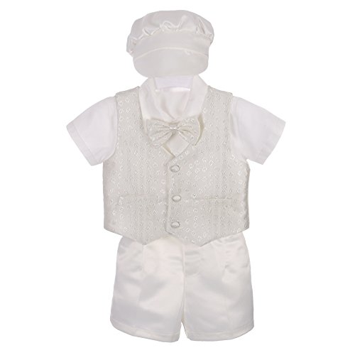 Lito Angels - Ropa Traje de Bautizo Bautismo para Bebe Niño con Gorro Capó Talla 12-18 Meses, Manga Corta, Marfil Ivory