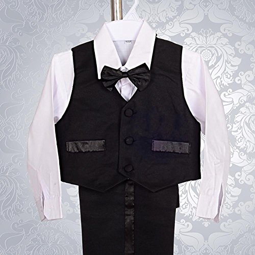 Lito Angels - Trajes para Bebe niño de Vestir Elegante Negro, Conjunto de 5 Piezas de Traje Formal para Boda, Fiesta, Ceremonia y ocasión Especial, Tamaño 12 a 18 Meses