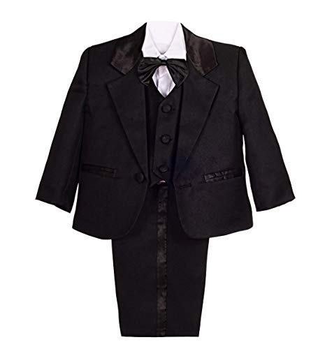 Lito Angels - Trajes para Bebe niño de Vestir Elegante Negro, Conjunto de 5 Piezas de Traje Formal para Boda, Fiesta, Ceremonia y ocasión Especial, Tamaño 12 a 18 Meses