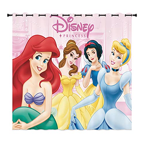 LKFFHAVD Cortinas opacas de princesas Disney con impresión 3D con ojales, diseño de Cenicienta Rapunzel, juego de 2 cortinas para dormitorio infantil (100 x 140 x 15 cm (ancho x alto)