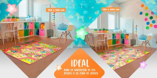 LucaHome – Alfombra Infantil Educaplay Castillos 120x200cm | Alfombra educativa para Bebes Acolchado y Resistente | Alfombra Infantil Bebe Suelo Antideslizante | Alfombra Infantil niño niña