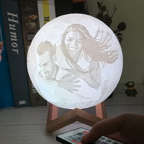 Luna Lampara Personalizada Foto Y Texto,Lampara De Luna 16color Personalizada,Lampara Personalizada con Tu Foto 3D,Lampara De Luna Personalizada,Regalo Personalizado (16 Colors Remote,18CM)