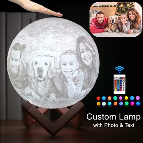 Luna Lampara Personalizada Foto Y Texto,Lampara De Luna 16color Personalizada,Lampara Personalizada con Tu Foto 3D,Lampara De Luna Personalizada,Regalo Personalizado (16 Colors Remote,18CM)