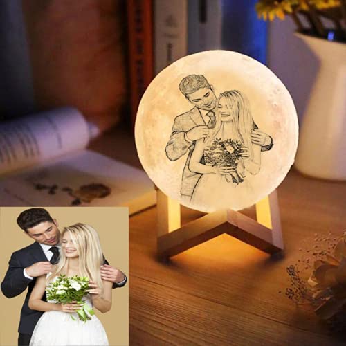 Luna Lampara Personalizada Foto Y Texto,Lampara De Luna 16color Personalizada,Lampara Personalizada con Tu Foto 3D,Lampara De Luna Personalizada,Regalo Personalizado (16 Colors Remote,18CM)