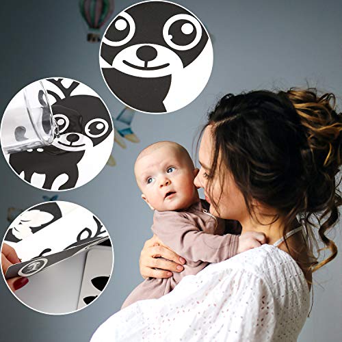 LUTER Blanco y Negro Tarjeta Flash para Bebés Tarjeta Flash De Alto Contraste 72 Imágenes para Bebés De 0 a 36 Meses (4 x 4 cm)