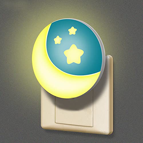 Luz Nocturna Infantil Enchufe 2 Piezas, LED Lámpara de Pared con Sensor Luz Regulable Automático, Luz Bebé Quitamiedos Luna Estrella para Guardería, Dormitorio, Habitación Niña Recien Nacido